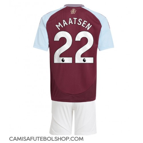Camisa de time de futebol Aston Villa Ian Maatsen #22 Replicas 1º Equipamento Infantil 2024-25 Manga Curta (+ Calças curtas)